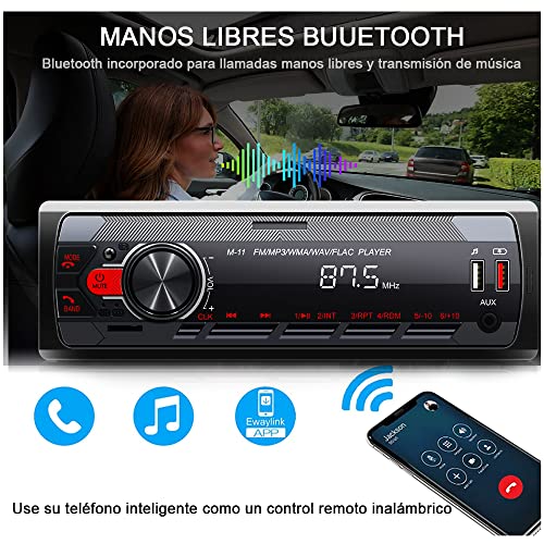 HIMICAR Autoestereo Reproductor Estereo para Automovil 7 Pulgadas MP3, Control por Voz, Dual USB Apoyar AUX / TF /Disco U /FM Bluetooth Estereos con Tarjeta, Llamada Bluetooth + Control Remoto FM